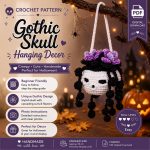 Gothic Skull Hanging Basket Crochet Pattern PDF, Hanging Planter, Skull Flower Pot, Halloween Home Decor, Amigurumi Pattern Digital Download