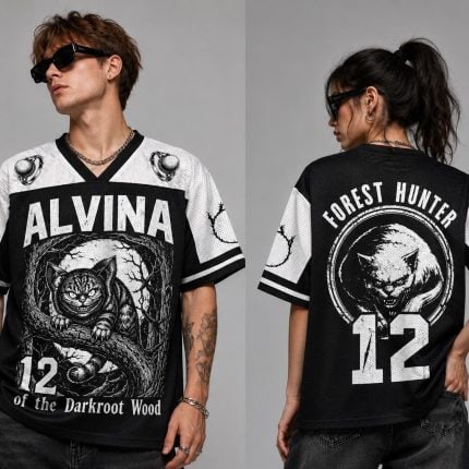 Customizable Forest Cat Jersey, Gothic Baseball Shirt, Dark Fantasy Graphic Tee - Image 3