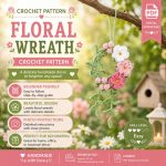 Floral Wreath Crochet Pattern PDF, Flower Wreath Hanging Decor, Cottagecore Home Decor, Botanical Wall Ornament, Spring Decor Gift Digital Download