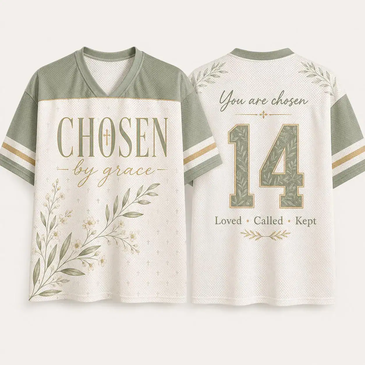 Chosen By Grace Jersey, Faith Based Football Shirt, Christian Mesh Apparel, Aesthetic Bible Verse Tee, Religious Gift For Women