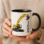 Personalized Excavator Mug – Custom Name Construction Gift for Operator or Builder - Image 2