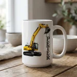 Personalized Excavator Mug – Custom Name Construction Gift for Operator or Builder - Image 5