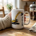 Personalized Excavator Mug – Custom Name Construction Gift for Operator or Builder - Image 4