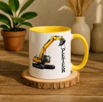 Personalized Excavator Mug – Custom Name Construction Gift for Operator or Builder