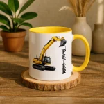 Personalized Excavator Mug – Custom Name Construction Gift for Operator or Builder