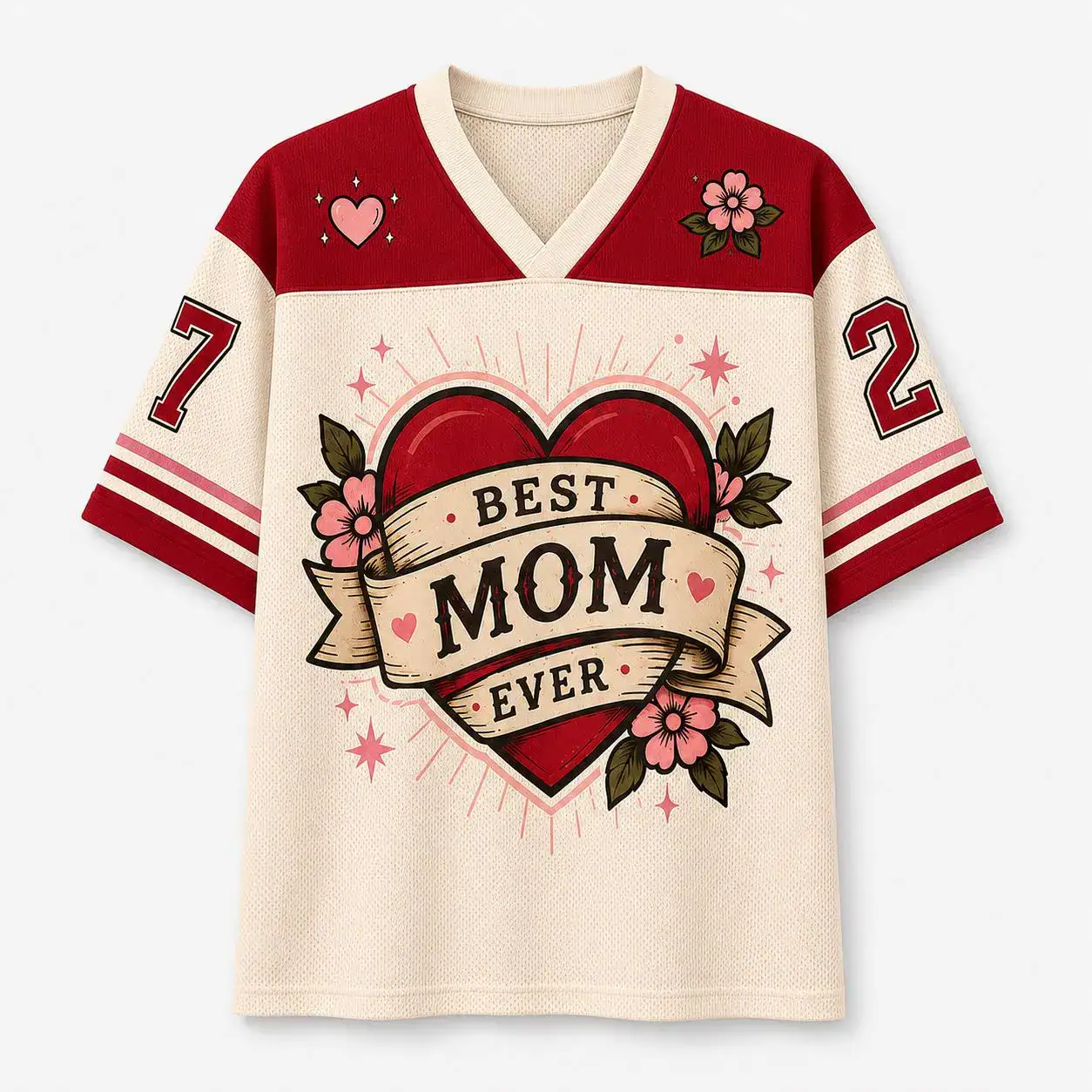 Best Mom Ever Jersey Shirt, Love You Mom Sports Tee, Mother’s Day Gift - Image 2
