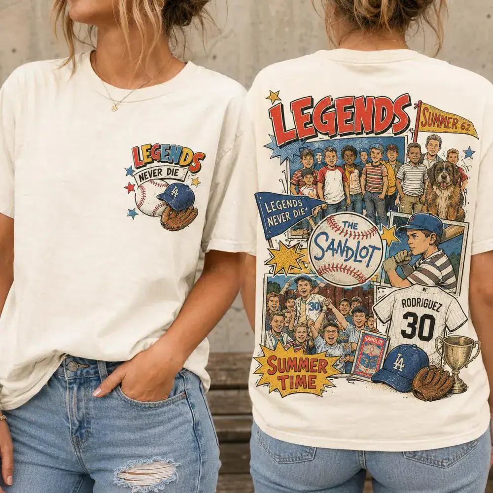 Legends Never Die Baseball T-Shirt, Retro Baseball 90s Tee, The Sandlot Comfort Colors Shirt, Gift for him, Baseball Team Tee Shirt