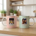 Custom Gift for Best Friend, Stripe Mug for Friendship, Best Friend Photo Gift, Bestie Gifts for Women Birthday Present, Thank You Gift - Image 3
