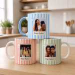 Custom Gift for Best Friend, Stripe Mug for Friendship, Best Friend Photo Gift, Bestie Gifts for Women Birthday Present, Thank You Gift