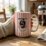 Bachelorette Gift Stripe Mug for Couple, Fiancee Gifts for Her, Girlfriend Gift from Boyfriend, Bridal Shower Couple Portrait, Keepsake Gift - Image 5