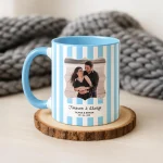 Bachelorette Gift Stripe Mug for Couple, Fiancee Gifts for Her, Girlfriend Gift from Boyfriend, Bridal Shower Couple Portrait, Keepsake Gift - Image 2