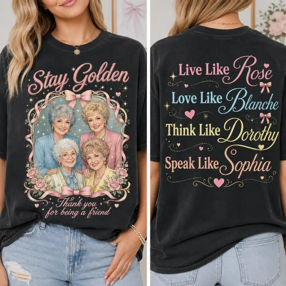 Coquette Golden Girls Shirt | Pink Bows Rose Blanche Dorothy Sophia Tee | Stay Golden Shirt | Thank You For Being A Friend Vintage Tee