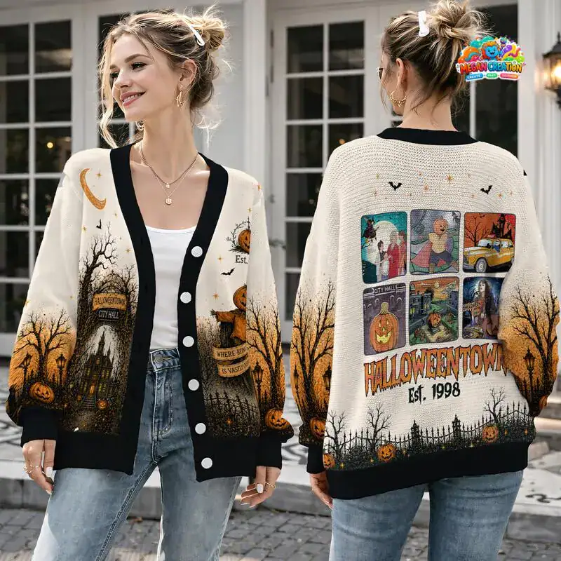 Halloween Town Est 1988 Cardigan, Retro Halloween Pumpkin Sweater, Spooky Season Shirt, Vintage Halloween Town Cardigan, Halloween Gift 02