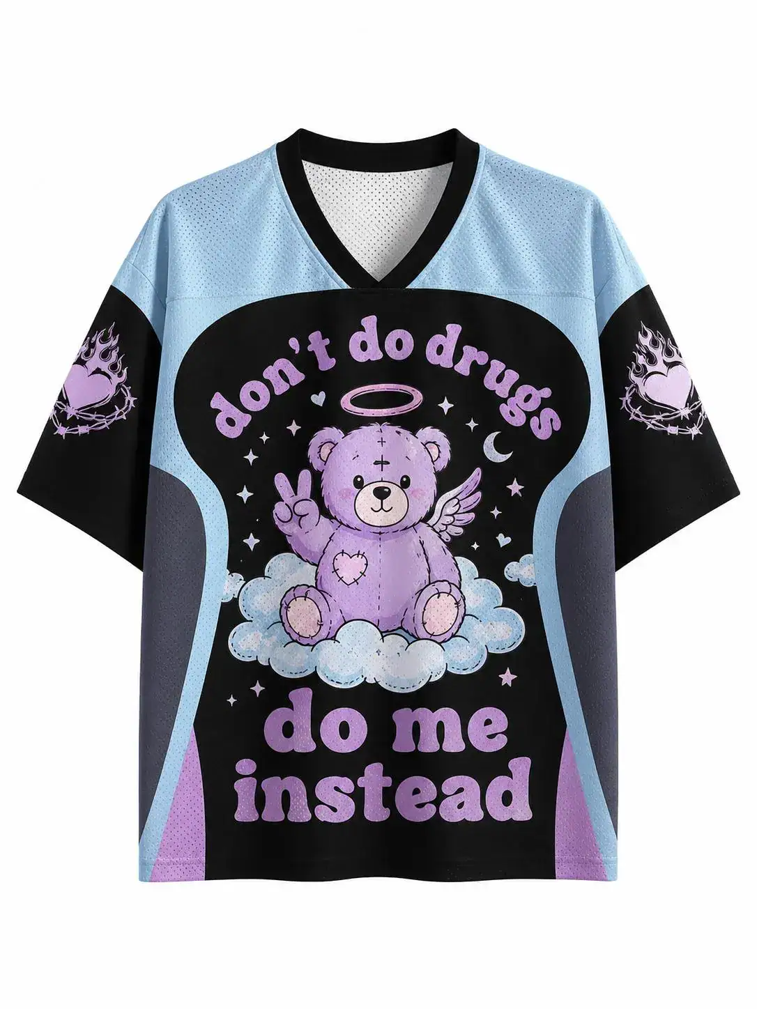 Funny Don't Do Drugs Do Me Instead Jersey Shirt, Cute Angel Teddy Bear Graphic Sports Jersey
