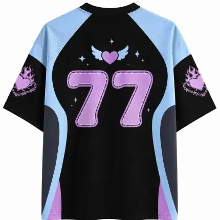 Funny Don't Do Drugs Do Me Instead Jersey Shirt, Cute Angel Teddy Bear Graphic Sports Jersey - Image 2