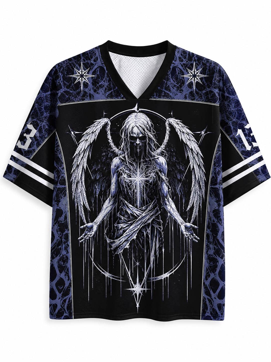 Dark Gothic Angel Jersey Shirt, Fallen Angel Graphic Sports Jersey