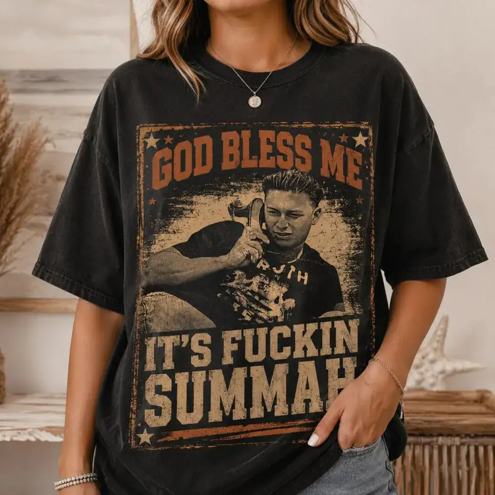 God Bless Me Shirt, Fuckin Summer Graphic Tee, Vintage Retro Distressed Top, Summer Gift for Her, Funny Saying Apparel, It's Summah Tee