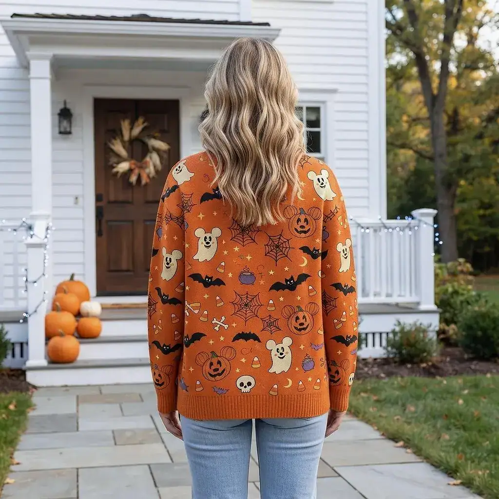 DN Halloween Cardigan, DN Mickey Ghost Pumpkin Sweater, DN Inspired Halloween Cardigan, Spooky Fall Outfit, Trick or Treat Gift - Image 4