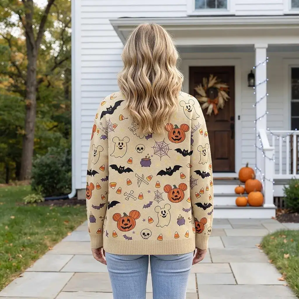 DN Halloween Cardigan, DN Mickey Ghost Pumpkin Sweater, DN Inspired Halloween Cardigan, Spooky Fall Outfit, Trick or Treat Gift - Image 8