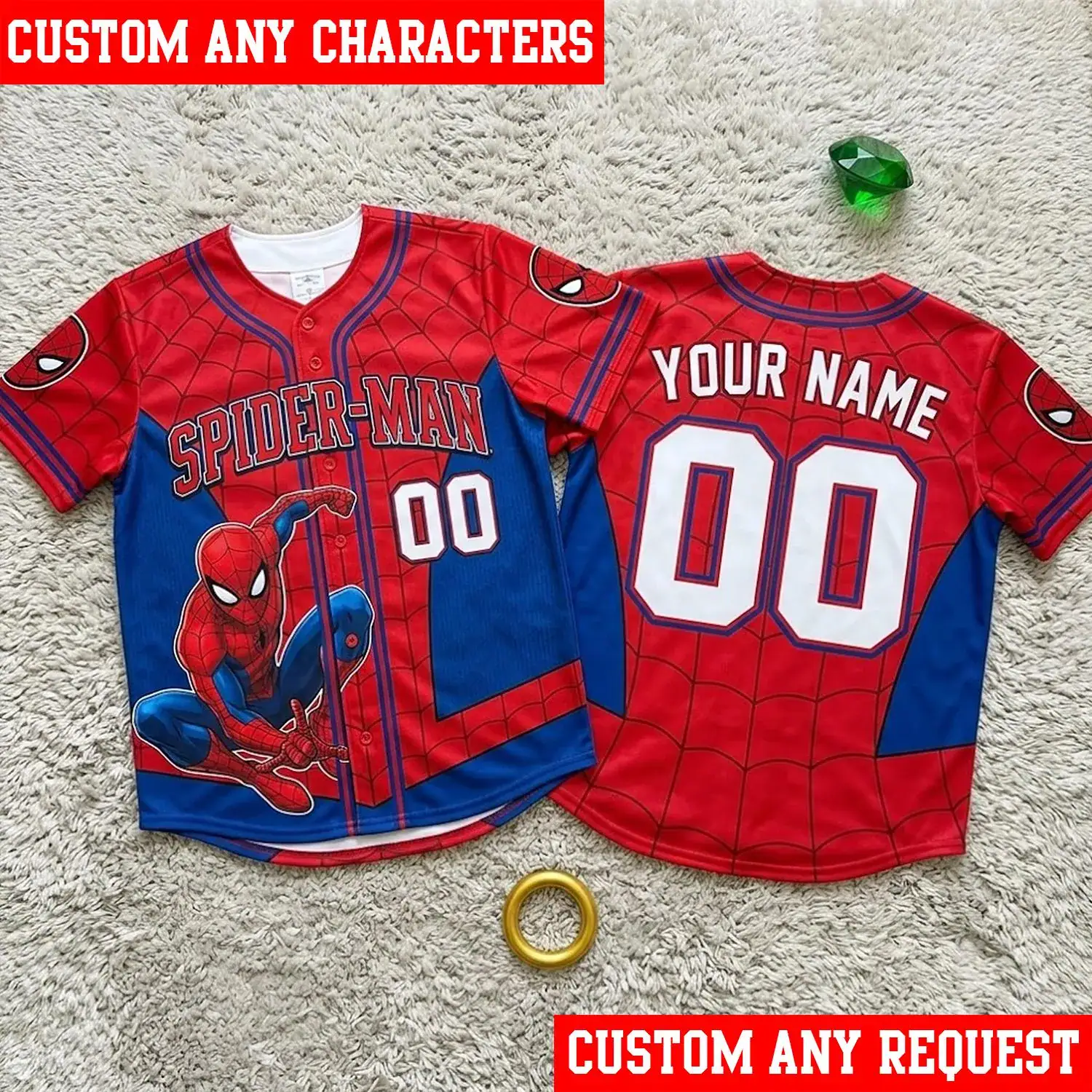 Spider-Man Baseball Jersey, Personalized Superhero Jersey, Custom Name Marvel-Inspired Jersey, Family Matching Gift for Kids Comic Fans