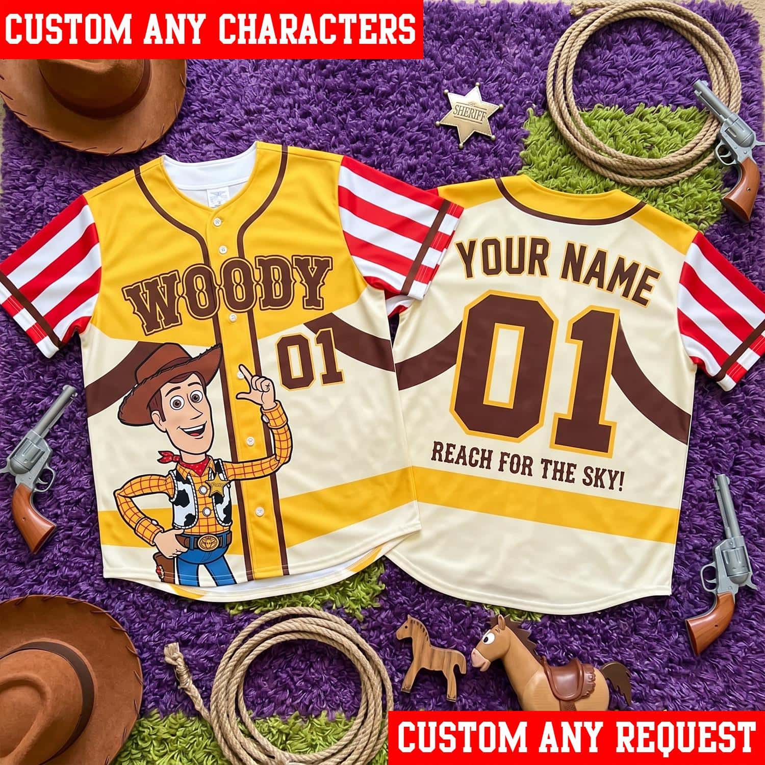 Woody Baseball Jersey, Personalized Toy Story Baseball Jersey, Custom Woody Jersey, Family Matching Baseball Shirt, Birthday Gift