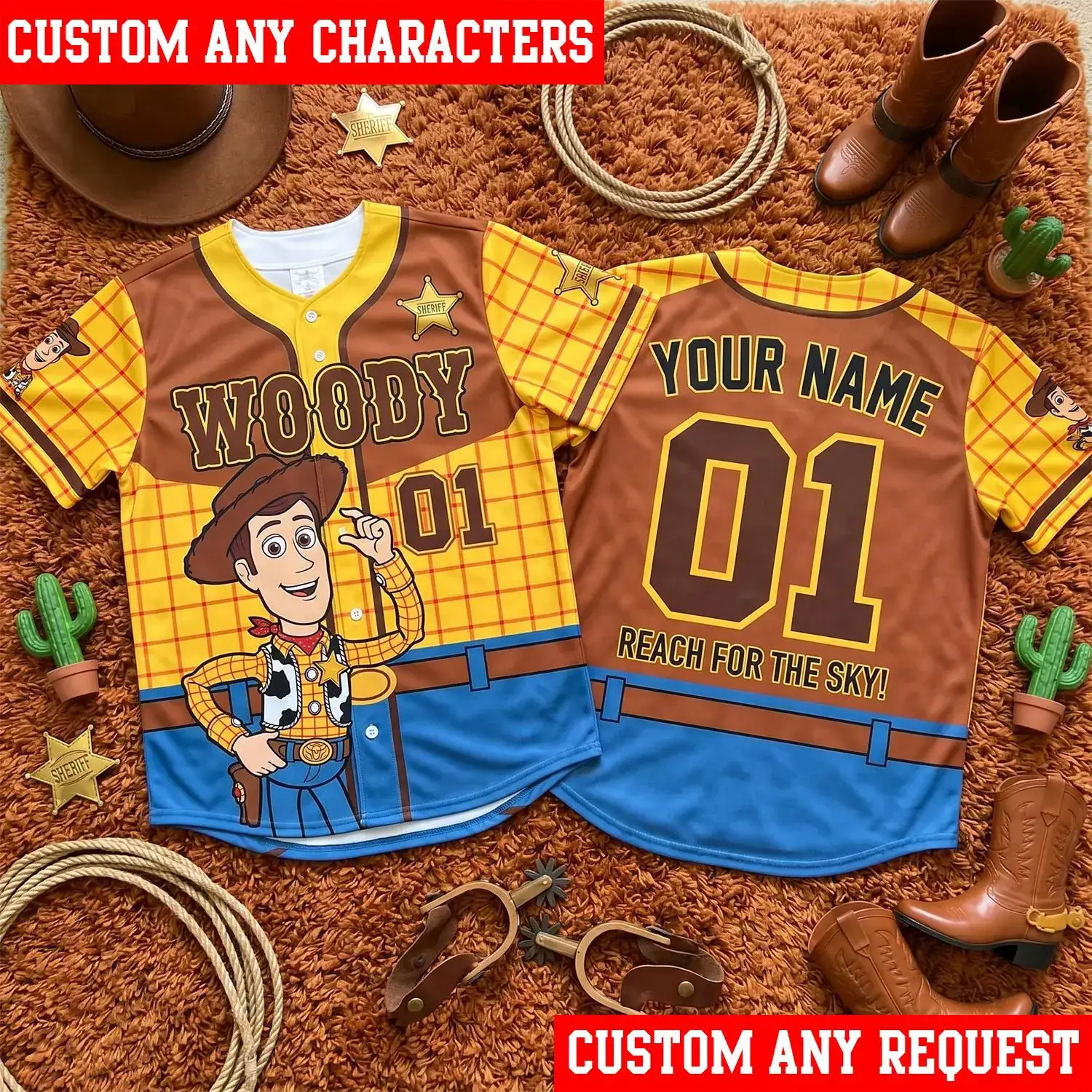 Woody Baseball Jersey, Personalized Toy Story Baseball Jersey, Custom Woody Jersey, Family Matching Baseball Shirt, Birthday Gift