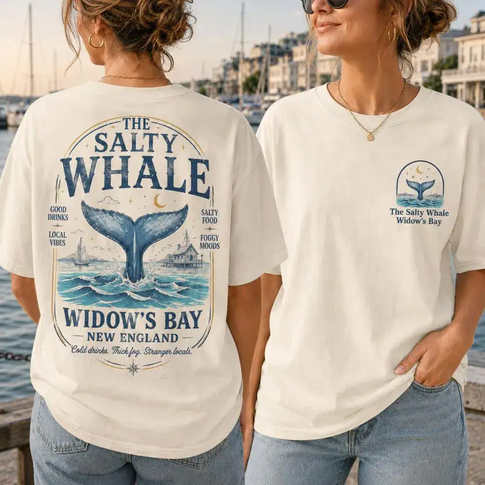 The Salty Whale Widow's Bay Vintage Shirt, Nautical Harbor Graphic Tee, Coastal Mystery TV Fan Tshirt, New England Gift, Shirt Gift