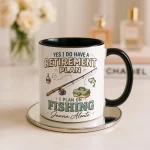 Personalized Retirement Mug, Retirement Gift for Fisherman, Farewell Gift for Coworkers, Retirement Favors, Retirement Plan Fishing Mug