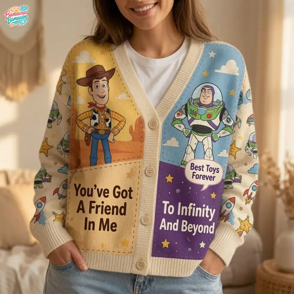 Woody and Buzz Cardigan, To Infinity and Beyond Sweater, Best Friends Gift for Her, Gift for Her