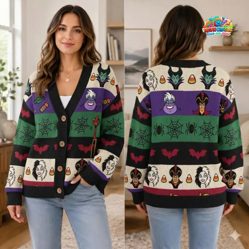 Villain Halloween Cardigan, Maleficent Halloween Sweater Cardigan, Dark Fantasy Cardigan, Gothic Villain Cardigan 30