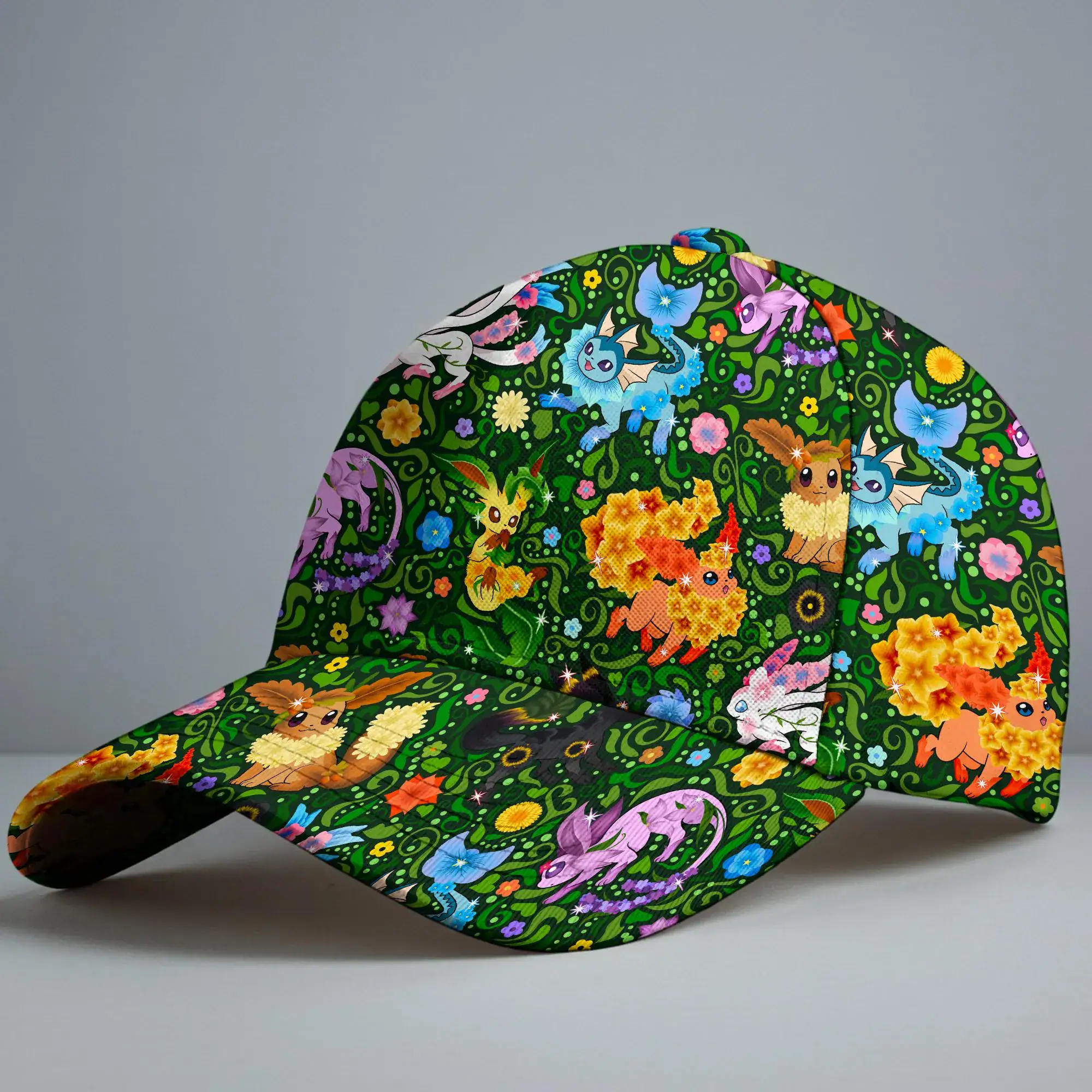 Umbreon Eevee Baseball Cap Cute Spring Floral Garden Hat Kawaii Forest Dad Cap Funny Summer Adjustable Hat Umbreon Hat Gifts