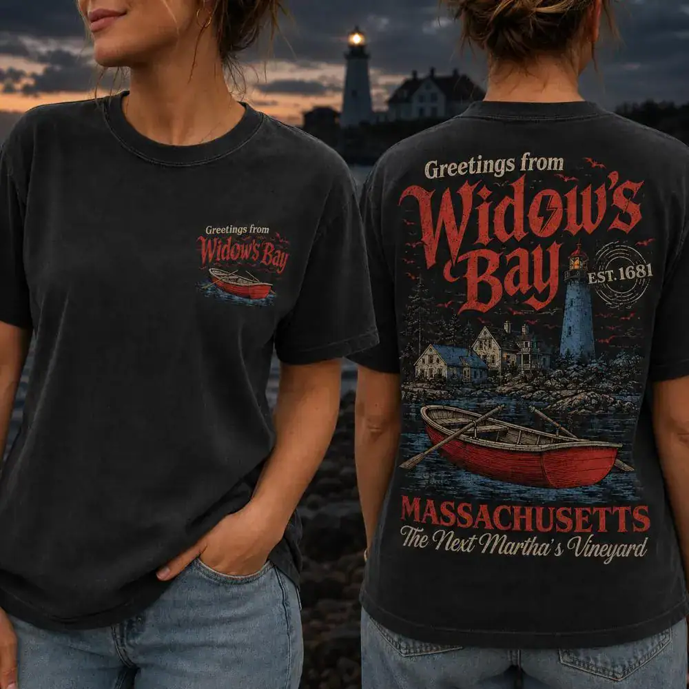 Widow’s Bay Shirt, Vintage Massachusetts Lighthouse Tee,Beyond The Harbor Mist, New England Horror Fan Gift, Comfort Colors T-shirt
