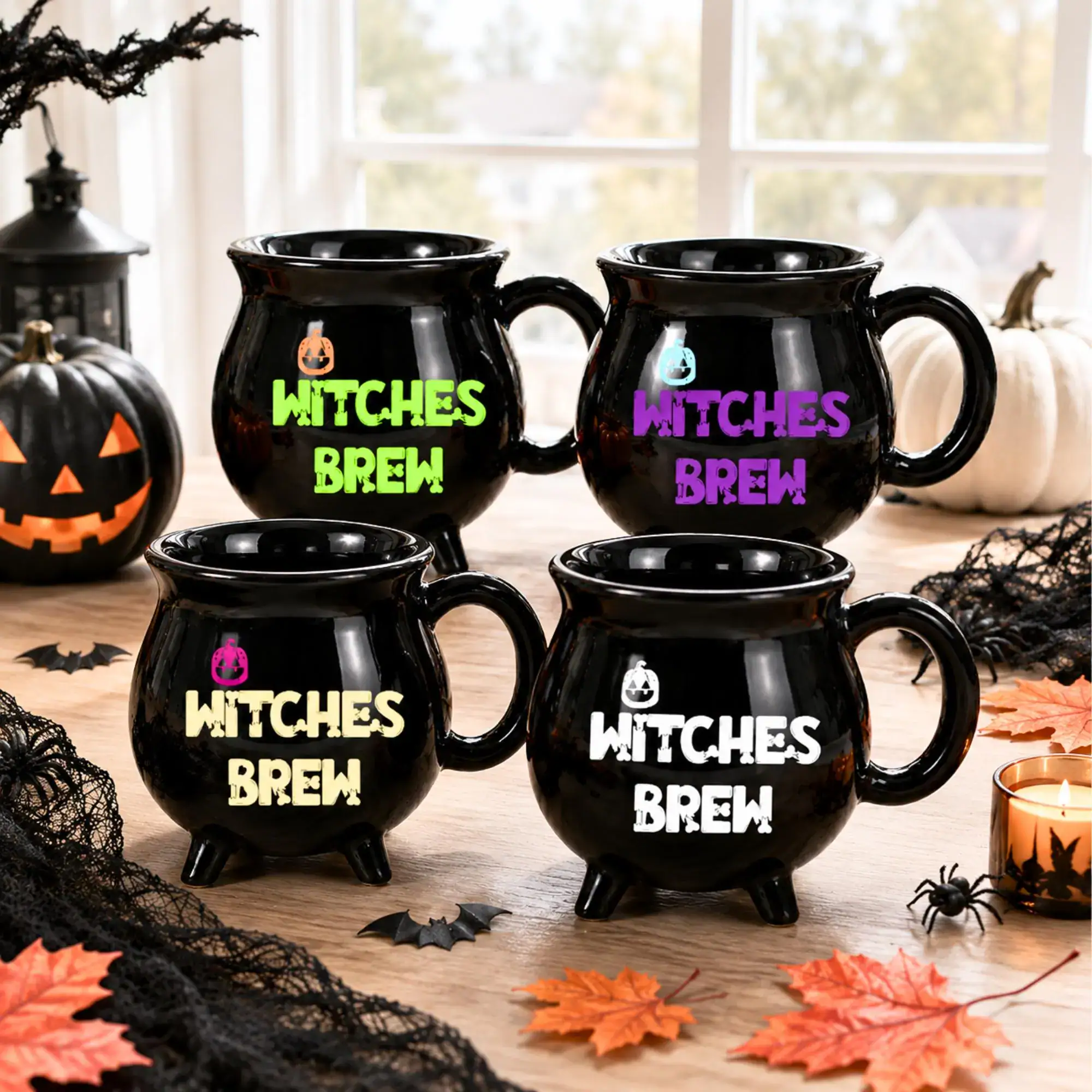 Witches Brew Cauldron Mug, Halloween Coffee Mug, Black Ceramic Witch Mug, Spooky Mug, Witch Kitchen Decor, Gothic Fall Gift, Witchy Gift