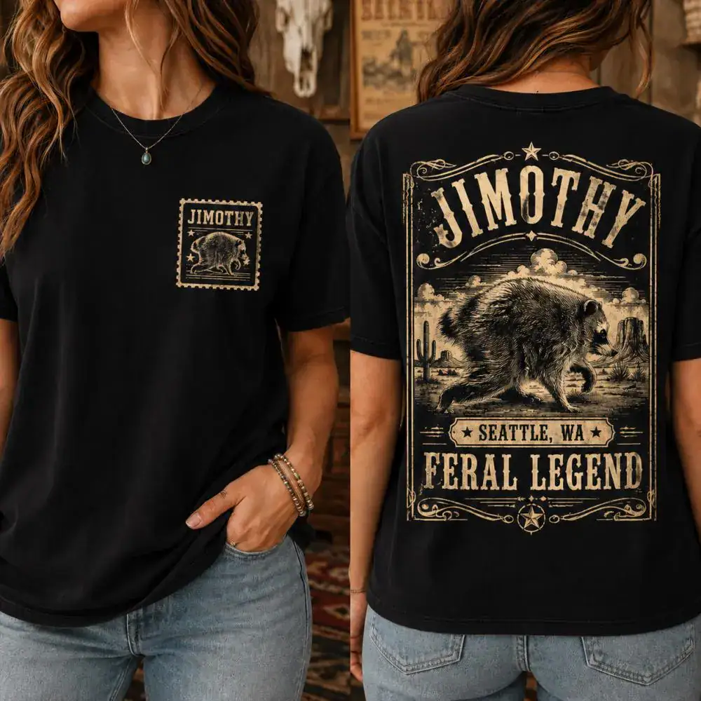 Jimothy Raccoon Shirt, Feral Legend Graphic Tee, Funny Raccoon Shirt, Stay Feral Wildlife Tee, Seattle WA Comfort Colors T-Shirt