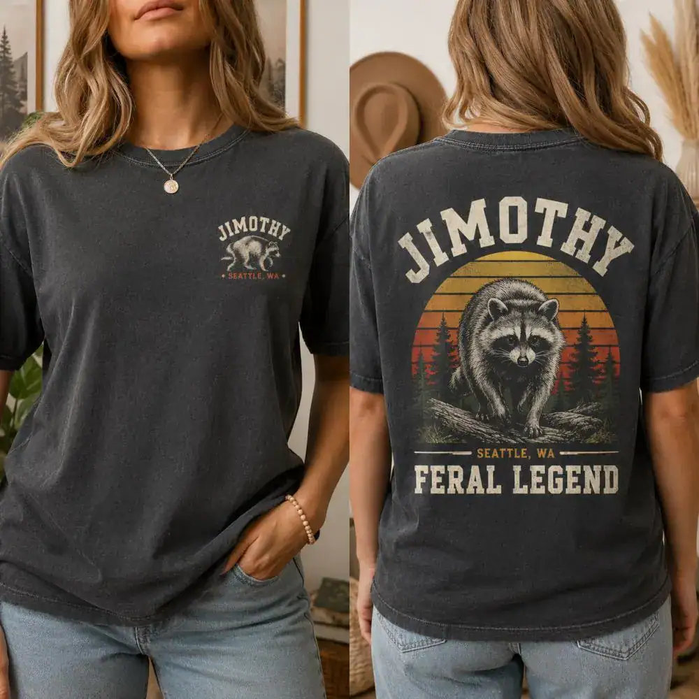 Jimothy Raccoon Feral Legend Tee, Jimothy Raccoon Shirt, Funny Raccoon Shirt, Stay Feral Wildlife Tee, Seattle WA Comfort Colors T-Shirt - Image 2