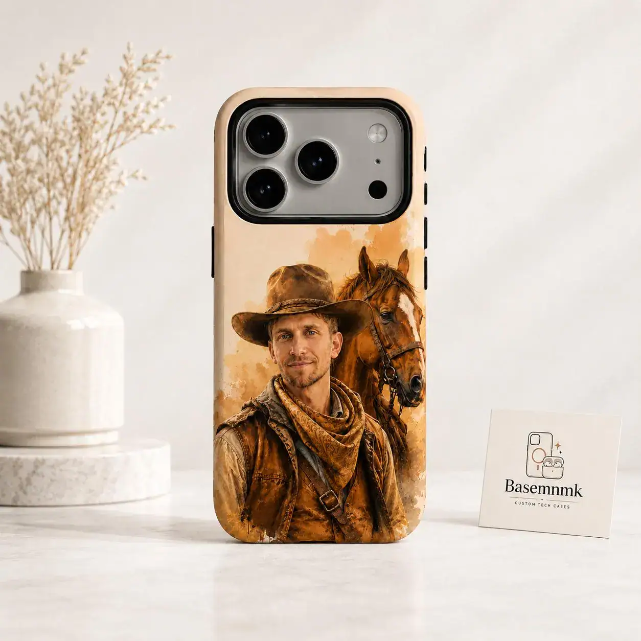 Custom Photo Cowboy iPhone Case, Personalized Western Portrait - Image 3