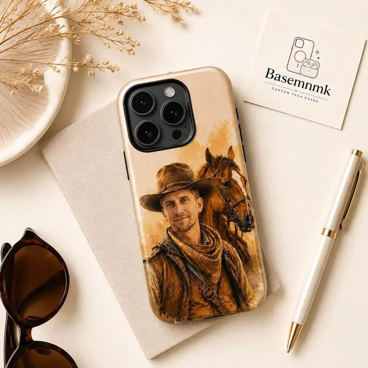 Custom Photo Cowboy iPhone Case, Personalized Western Portrait - Image 6