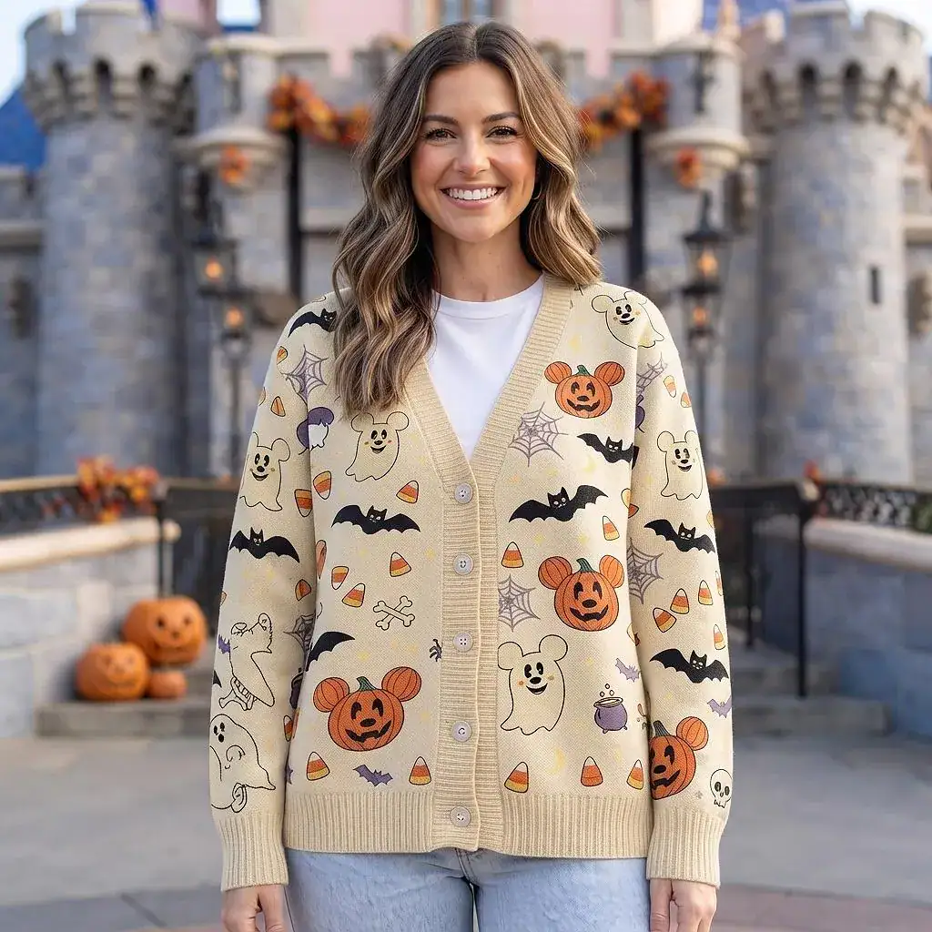 DN Halloween Cardigan, DN Mickey Ghost Pumpkin Sweater, DN Inspired Halloween Cardigan, Spooky Fall Outfit, Trick or Treat Gift - Image 6