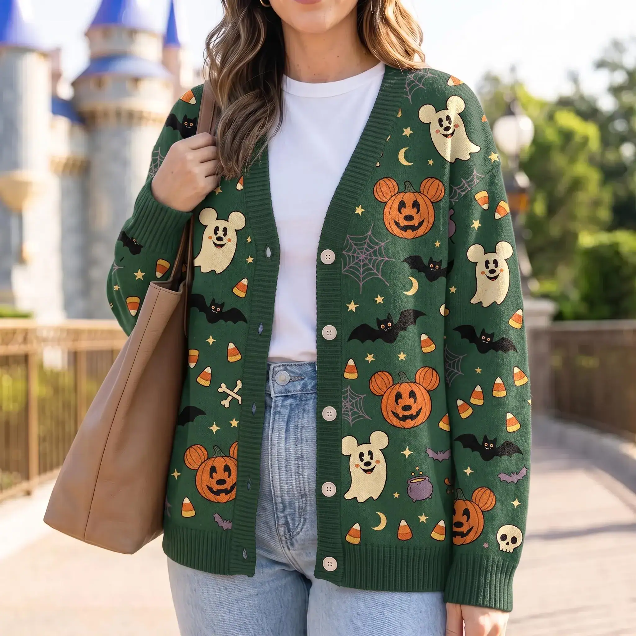 DN Halloween Cardigan, DN Mickey Ghost Pumpkin Sweater, DN Inspired Halloween Cardigan, Spooky Fall Outfit, Trick or Treat Gift - Image 9