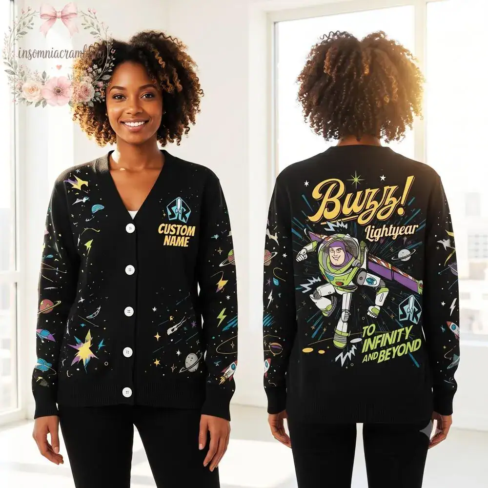 Custom Buzz Lightyear To Infinity and Beyond Cardigan, Toy Story To Infinity And Beyond Cardigan, Buzz Lightyear Cardigan