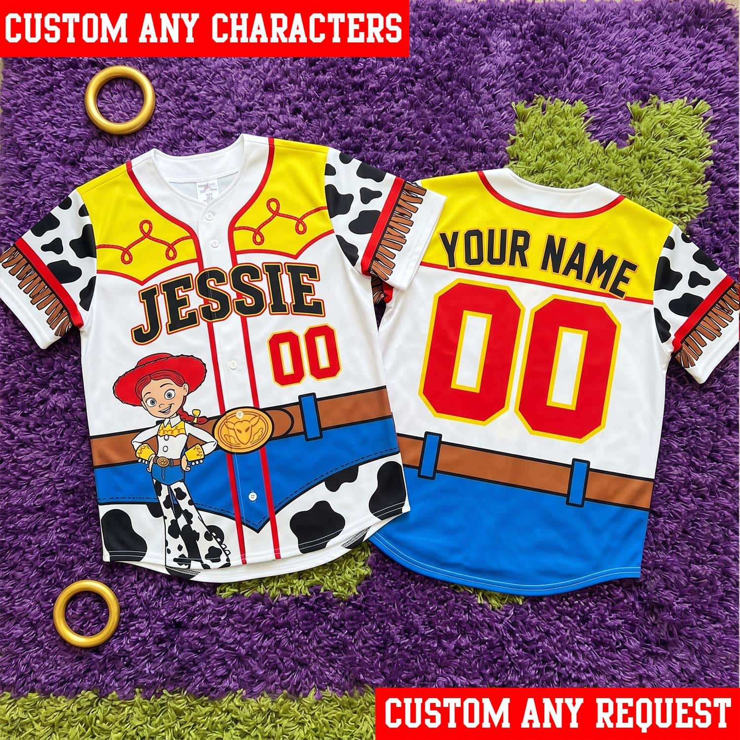 Jessie Baseball Jersey, Personalized Toy Story Jessie Jersey, Custom Cowgirl Baseball Shirt, Family Matching Birthday Jersey, Gift