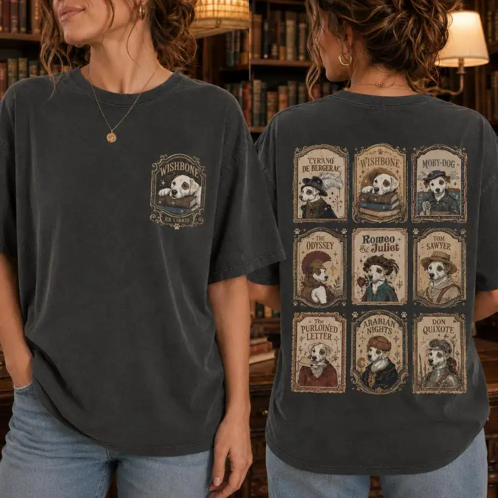 Wishbone Dog TShirt Comfort Classic Literature Book Loving Dog Tshirt, Funny 90s Nostalgia Tee, Teacher Gifts Bookish