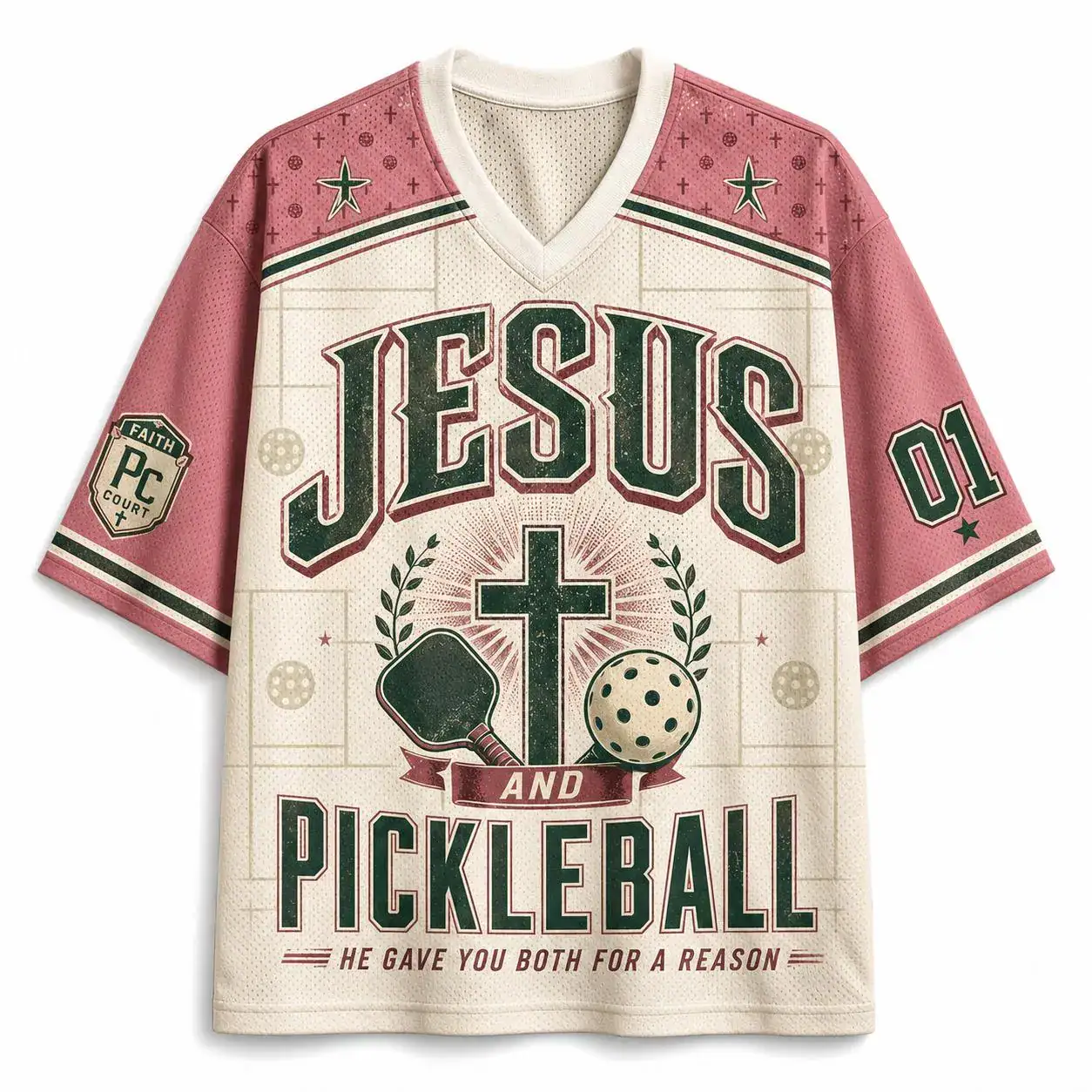 Jesus and Pickleball Jersey, Christian Pickleball Shirt, Vintage Faith Mesh Tee, Pickleball Player Gift