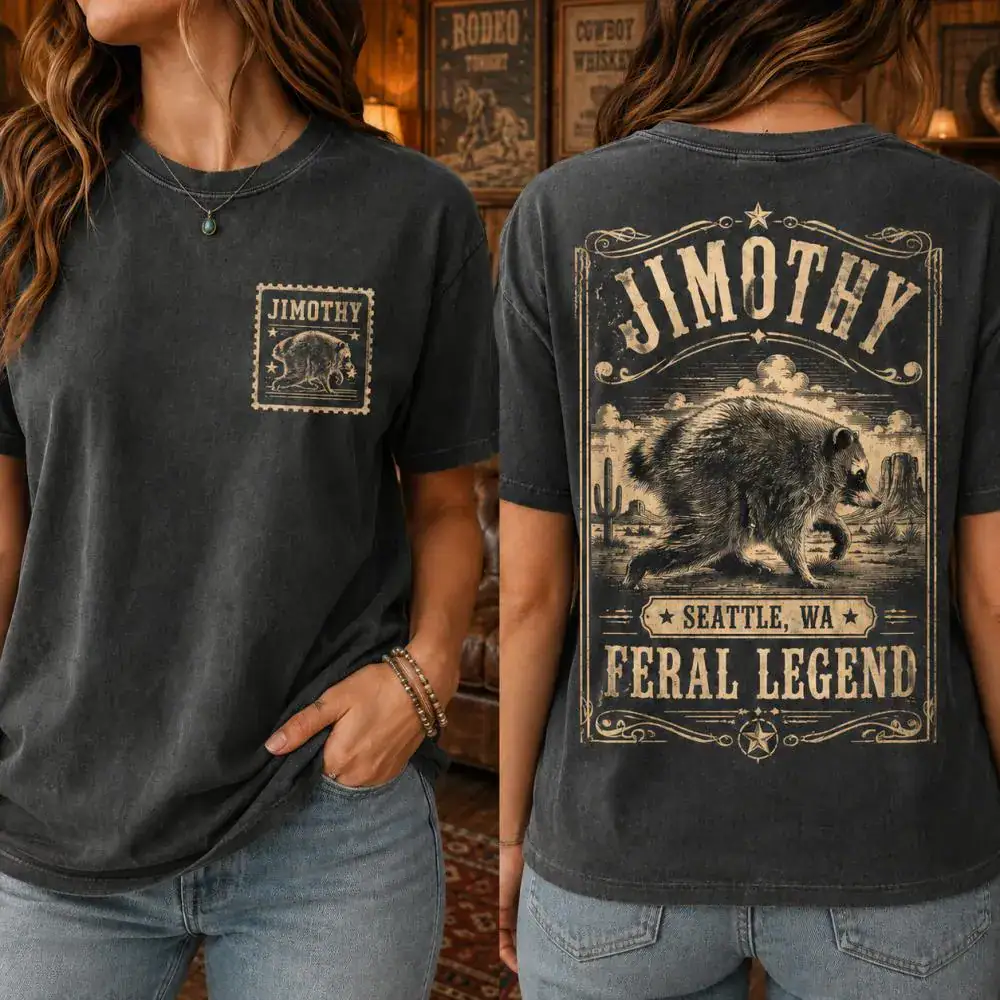 Jimothy Raccoon Shirt, Feral Legend Graphic Tee, Funny Raccoon Shirt, Stay Feral Wildlife Tee, Seattle WA Comfort Colors T-Shirt - Image 2