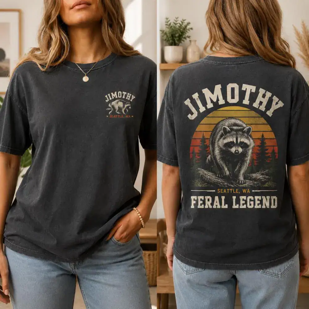 Jimothy Raccoon Feral Legend Tee, Jimothy Raccoon Shirt, Funny Raccoon Shirt, Stay Feral Wildlife Tee, Seattle WA Comfort Colors T-Shirt