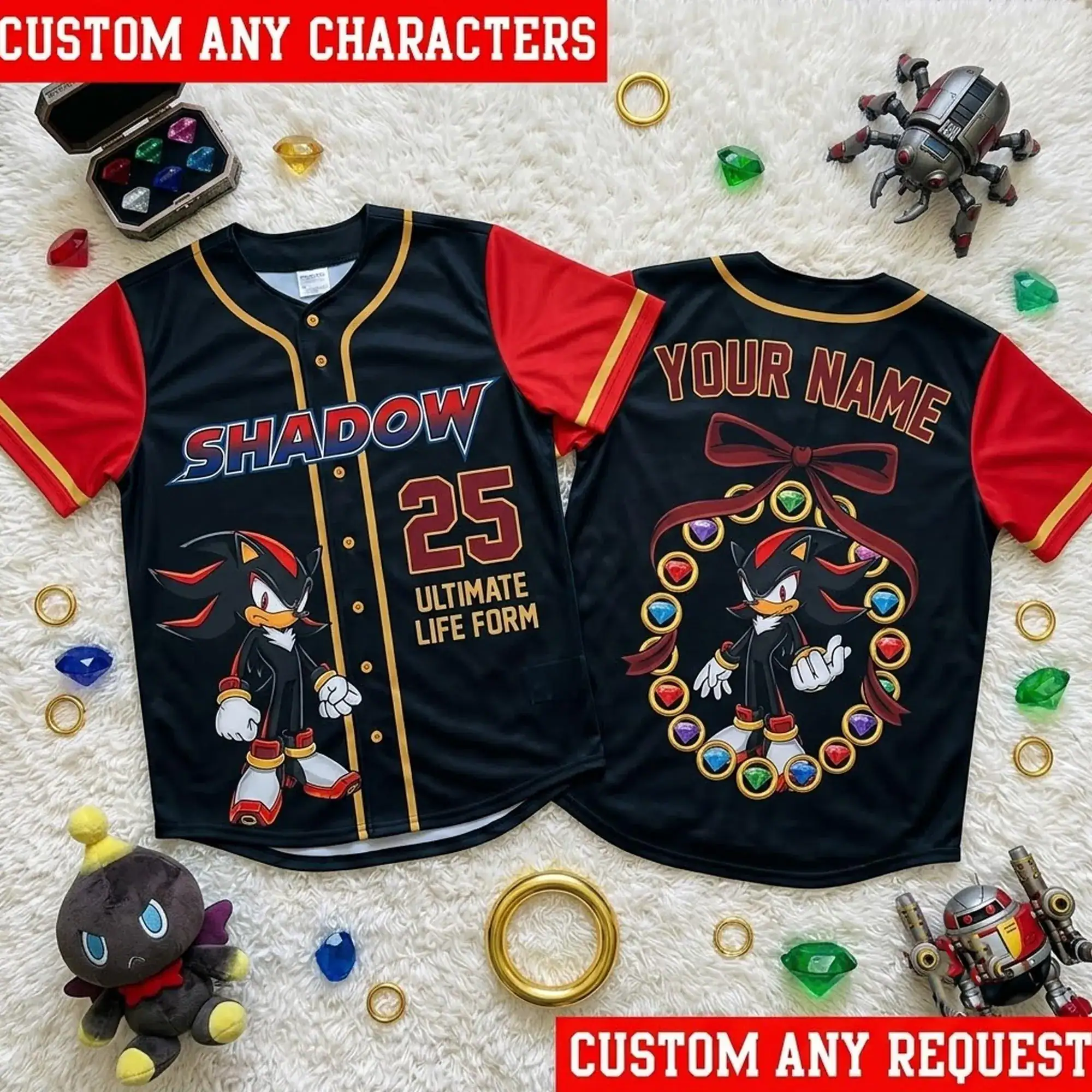 Personalized Shadow Baseball Jersey, Custom Hedgehog Baseball Shirt, Custom Name Number Jersey, Gamer Gift, Family Matching Sports Tee