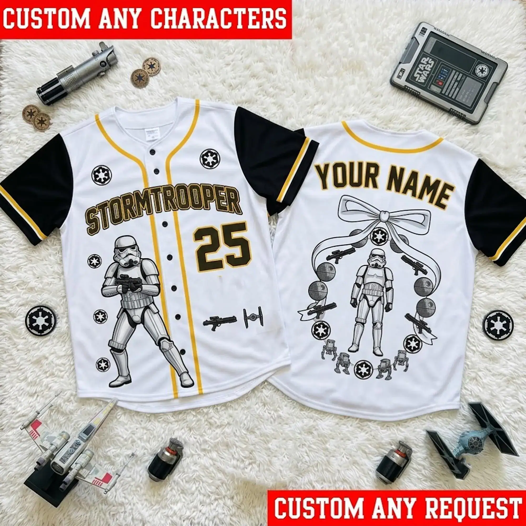 Personalized Stormtrooper Baseball Jersey, Custom Star Wars Baseball Jersey, Custom Name Number Jersey, Space Family Matching Gift