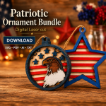 Patriotic Ornament, American Eagle SVG, USA Flag Laser File, 3D Layered Mandala