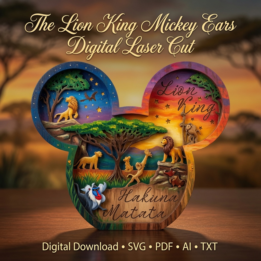 image 1 3D Layered Mouse Head SVG Laser Cut File, 7 Layer Cartoon Lion Mouse, Glowforge Multilayer - Image 1