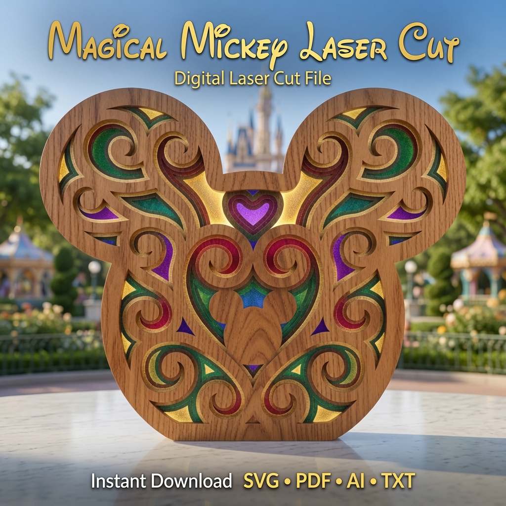 image 1 Mouse Mandala, 3D Mouse SVG, Laser Cut File, Glowforge, Digital Download - Image 1